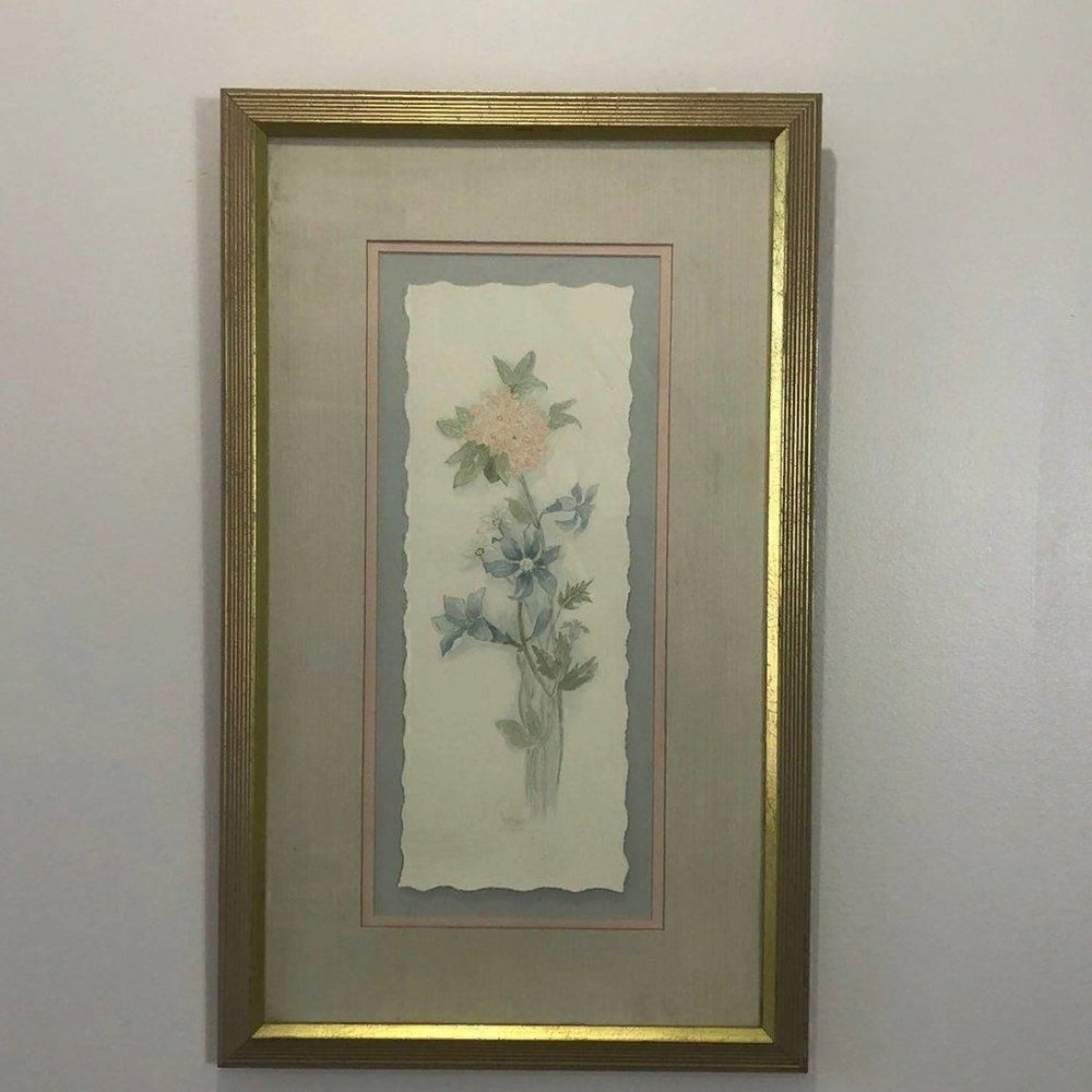 FLORAL ART WATERCOLOR BY MARY VINCENT BERTRAND, SIGNED 18” wide x 30” high